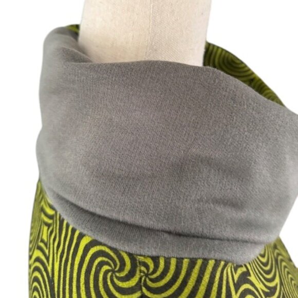 Boho Hippie Retro Trippy Green Embroidered Women's Sweatshirt Cowl Neck Lrg NWOT - Picture 10 of 15